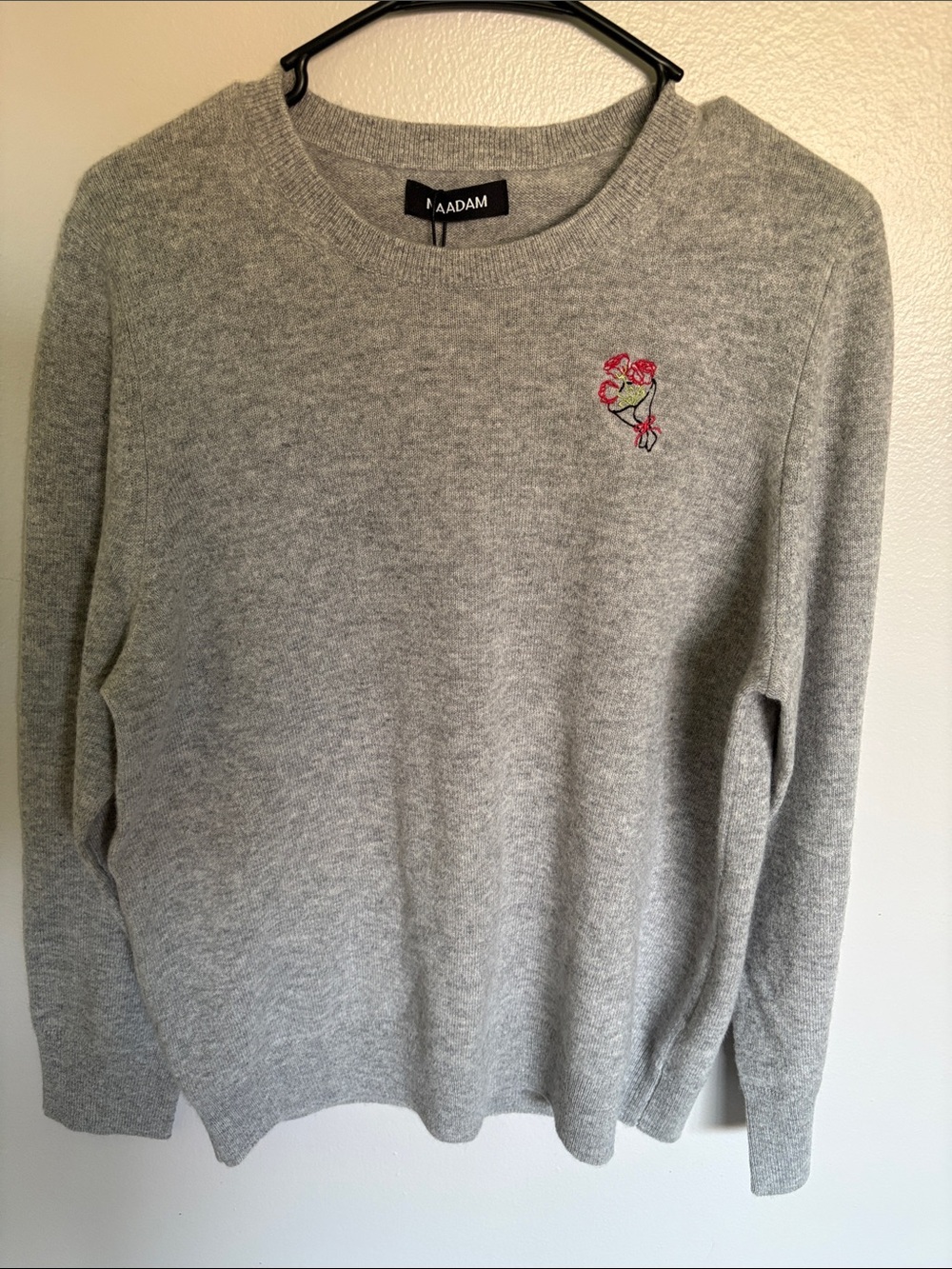 NAADAM Love Struck Cement Gray Cashmere Crewneck Sweater